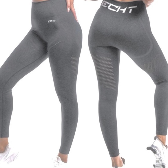 ECHT Arise Series High Waisted Grey Tights Vented Seamless Leggings Size Medium - Picture 1 of 17